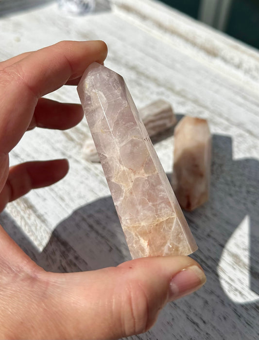 Pink Amethyst and Flower Agate Points
