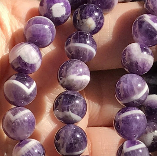6mm Chevron Amethyst Beaded Bracelet
