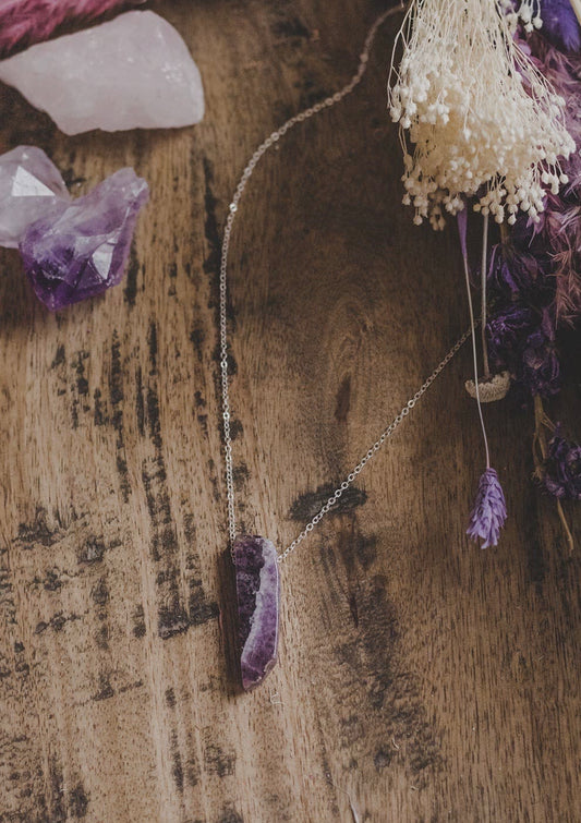 Chevron Amethyst on Sterling Silver Chain
