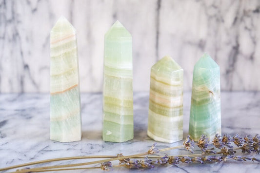 Pistachio Calcite Points