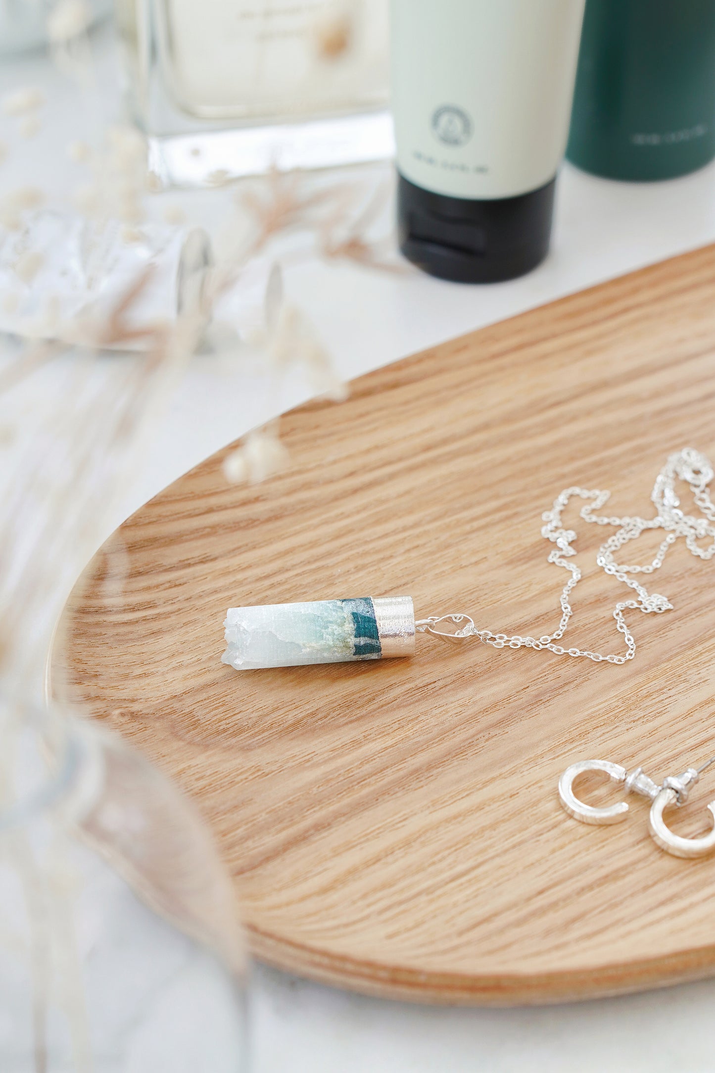 Silver & Sky Blue Druzy Pendant