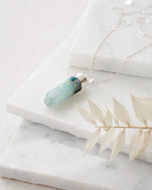 Silver & Sky Blue Druzy Pendant