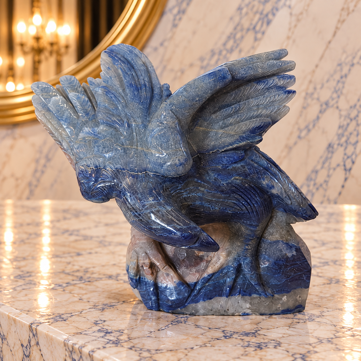 Elysium Crystal Carvings – Blue Aventurine Eagle