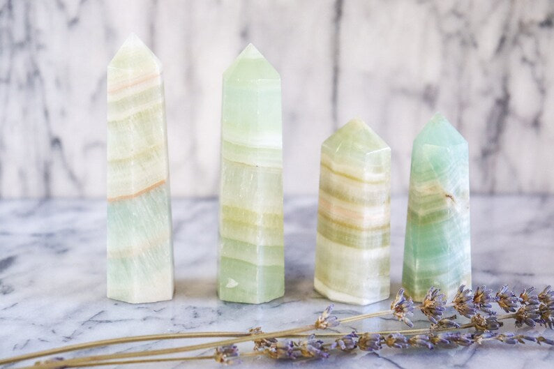 Pistachio Calcite Points