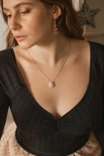 Sterling Silver Rose Quartz Faceted Necklace