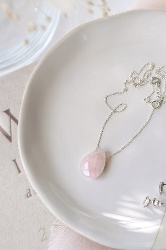 Sterling Silver Rose Quartz Faceted Necklace